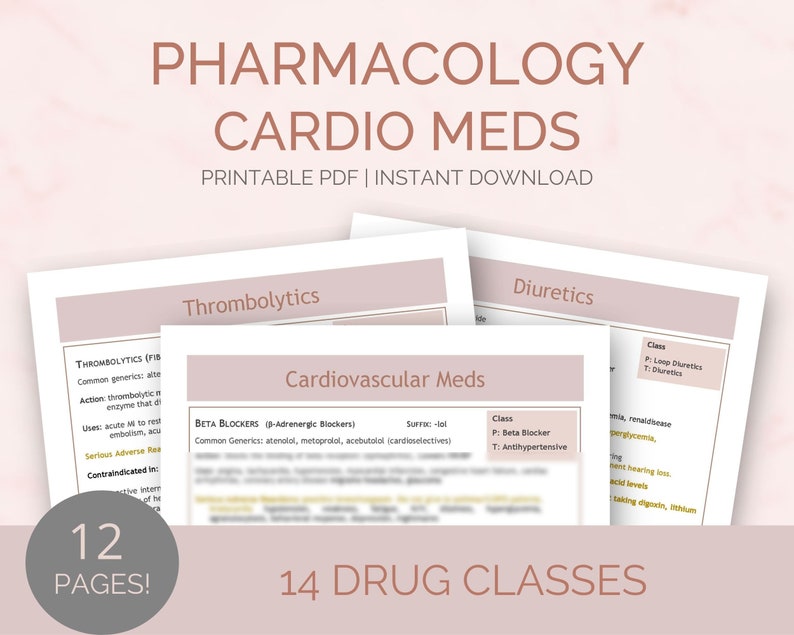 Cardiac Bundle Study Guide for Med Surg | Including Pharmacology and EKG Interpretation & Dysrhythmias | Cardio Meds | Nursing Notes PDF - Image 6