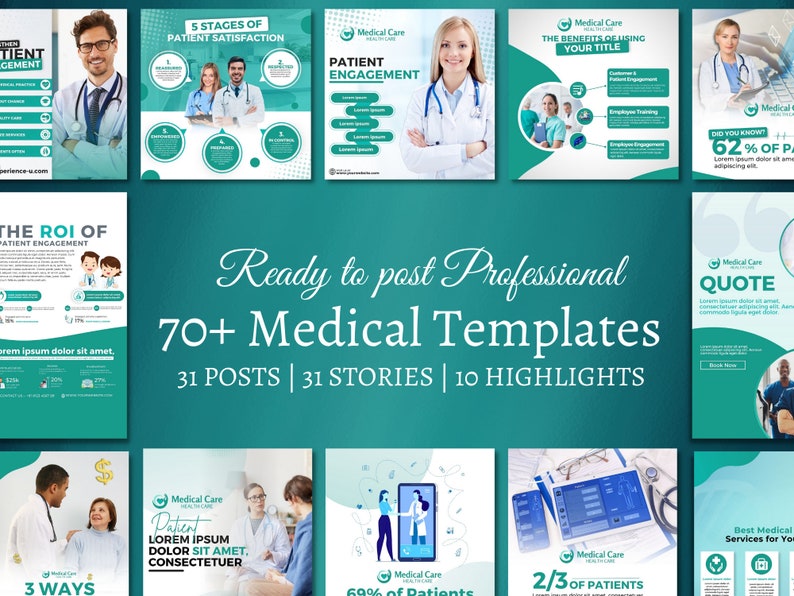 Healthcare Instagram Templates: Medical Social Media Posts & Stories (Canva)
