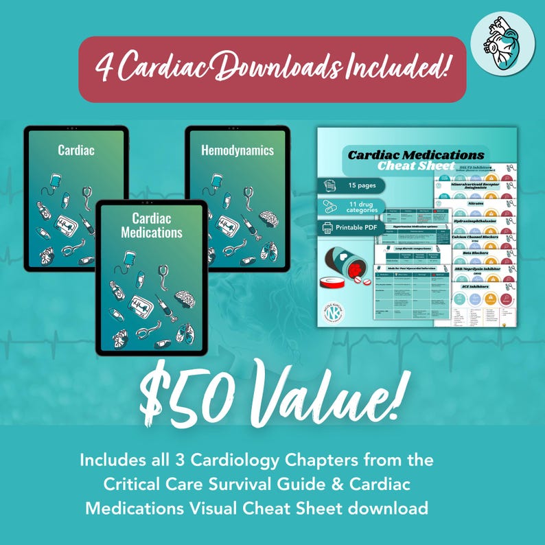 Cardiac Study Notes Bundle | Critical Care Hemodynamics Medications (PDF) - Image 3