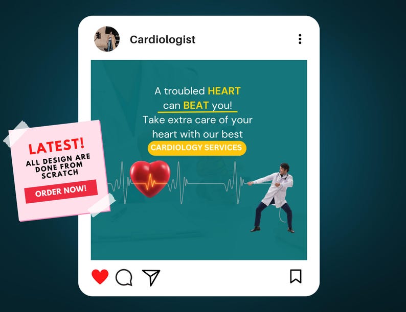 Cardiology Instagram Post Template | Medical Canva Social Media Pack (Digital Download) - Image 3