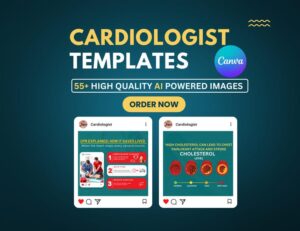 Cardiology Instagram Post Template | Medical Canva Social Media Pack (Digital Download)