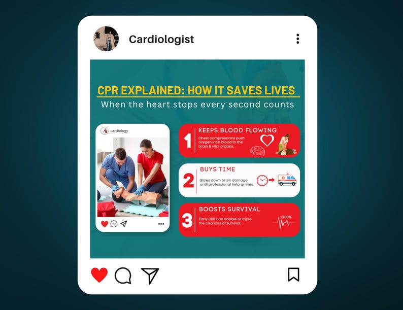 Cardiology Instagram Post Template | Medical Canva Social Media Pack (Digital Download) - Image 5