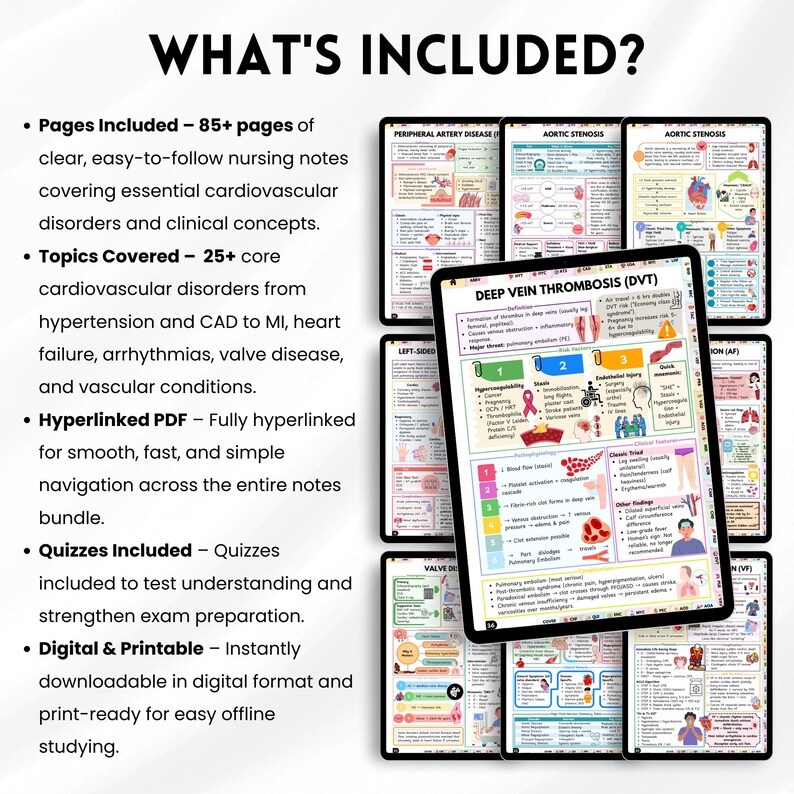 Cardiac Nursing Notes & Cardiovascular Study Guide | Heart Disease Review | Nursing Student Digital Download - Image 3