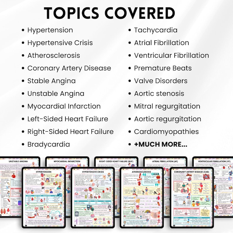 Cardiac Nursing Notes & Cardiovascular Study Guide | Heart Disease Review | Nursing Student Digital Download - Image 2