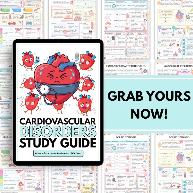 Cardiac Nursing Notes & Cardiovascular Study Guide | Heart Disease Review | Nursing Student Digital Download - Image 8