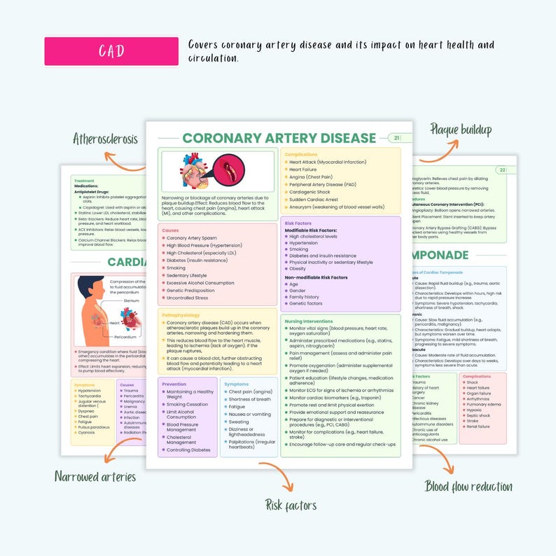 Cardiovascular Disorders Notes | 20+ Cardiac Conditions | ECG Heart Failure MI Angina Nursing - Image 16