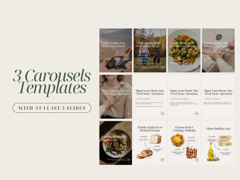 Heart Health Instagram Templates, Canva editable, cardiology wellness posts - Image 4