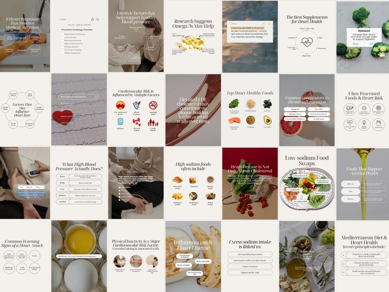 Heart Health Instagram Templates, Canva editable, cardiology wellness posts - Image 2