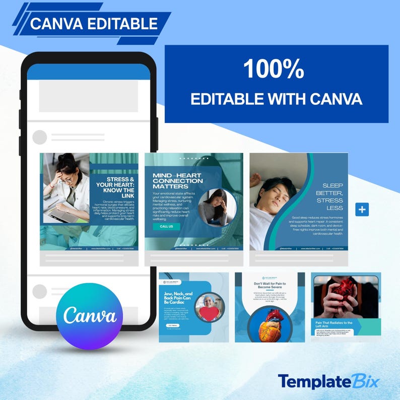 Cardiac Emergency Templates | Heart Health Awareness Posts | Doctor Instagram Content | Clinic Social Media Marketing Content Bundle - Image 14