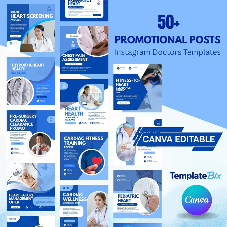 Cardiac Emergency Templates | Heart Health Awareness Posts | Doctor Instagram Content | Clinic Social Media Marketing Content Bundle - Image 2