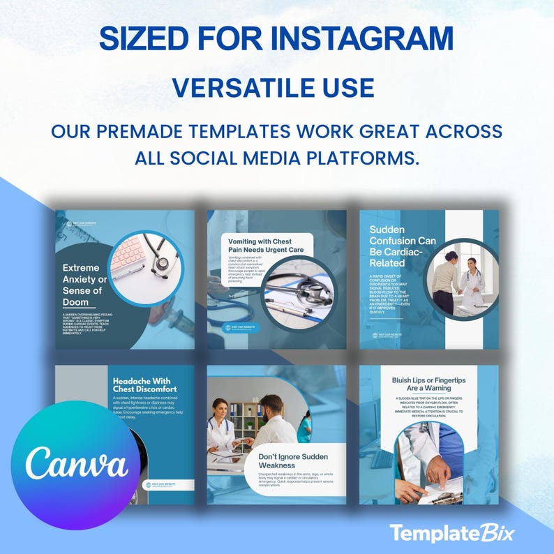 Cardiac Emergency Templates | Heart Health Awareness Posts | Doctor Instagram Content | Clinic Social Media Marketing Content Bundle - Image 17