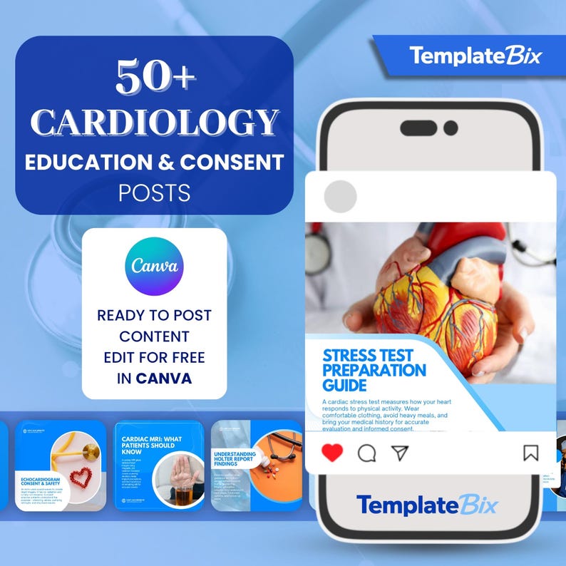 Cardiology Education Canva Templates | Cholesterol Awareness Clinic Instagram Templates | Doctor Instagram Content Bundle | Social Media Kit - Image 3