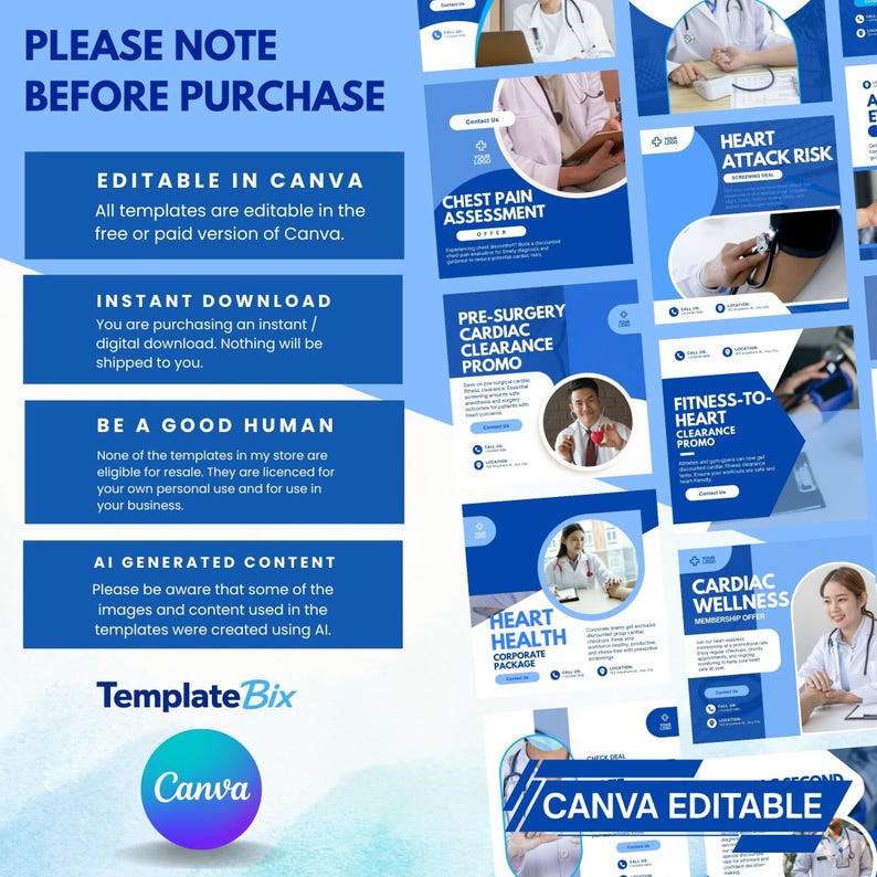 Cardiac Emergency Templates | Heart Health Awareness Posts | Doctor Instagram Content | Clinic Social Media Marketing Content Bundle - Image 12