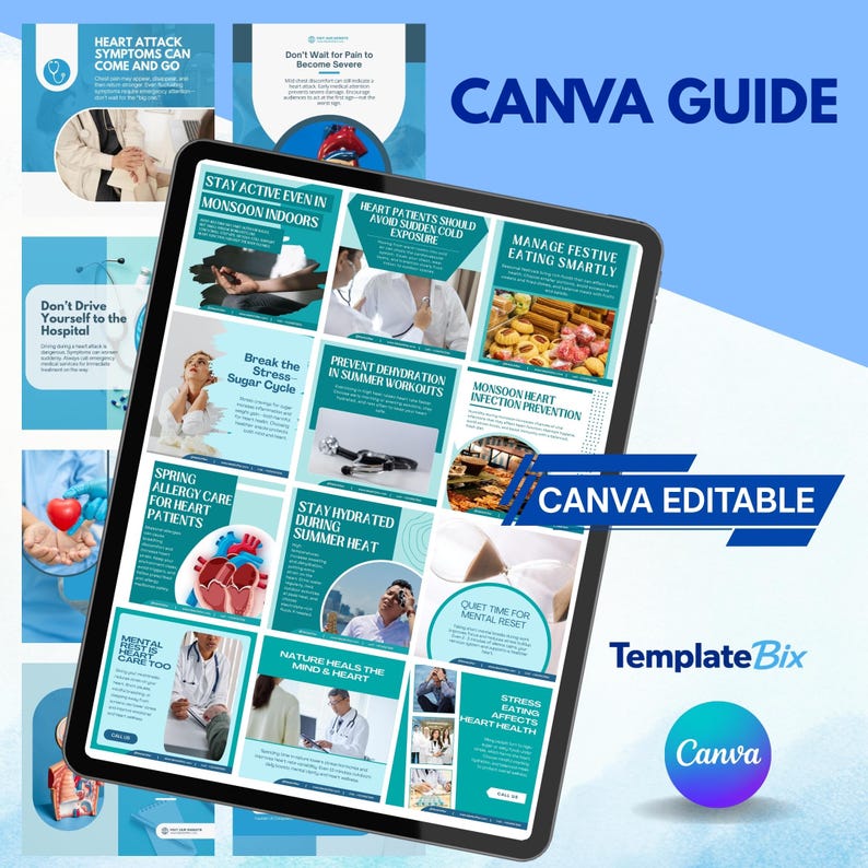 Cardiac Emergency Templates | Heart Health Awareness Posts | Doctor Instagram Content | Clinic Social Media Marketing Content Bundle - Image 9