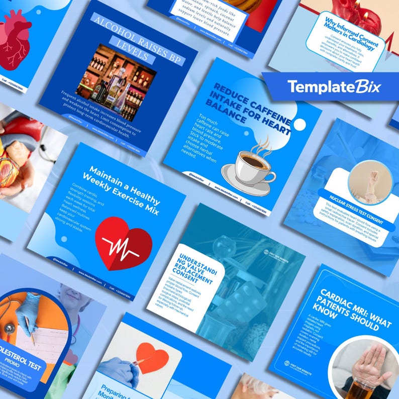 Cardiology Education Canva Templates | Cholesterol Awareness Clinic Instagram Templates | Doctor Instagram Content Bundle | Social Media Kit - Image 7