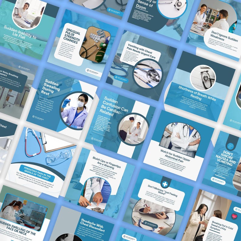 Ultimate Cardiology Canva Bundle | Doctor Instagram Kit | Cardiology Instagram Templates | Heart Health Emergency Awareness Content - Image 8