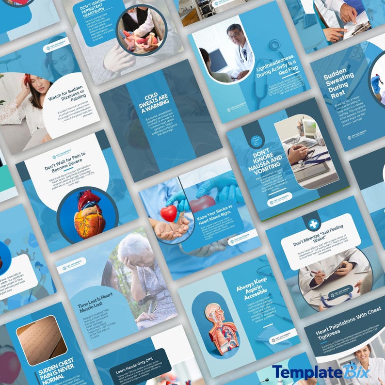 Cardiac Emergency Templates | Heart Health Awareness Posts | Doctor Instagram Content | Clinic Social Media Marketing Content Bundle - Image 7