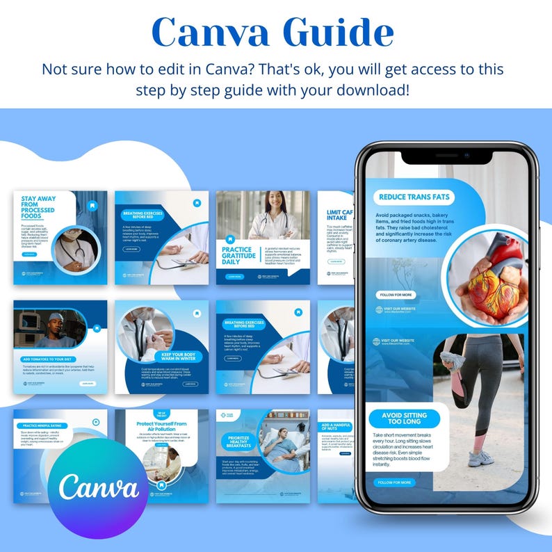 Ultimate Cardiology Canva Bundle | Doctor Instagram Kit | Cardiology Instagram Templates | Heart Health Emergency Awareness Content - Image 10