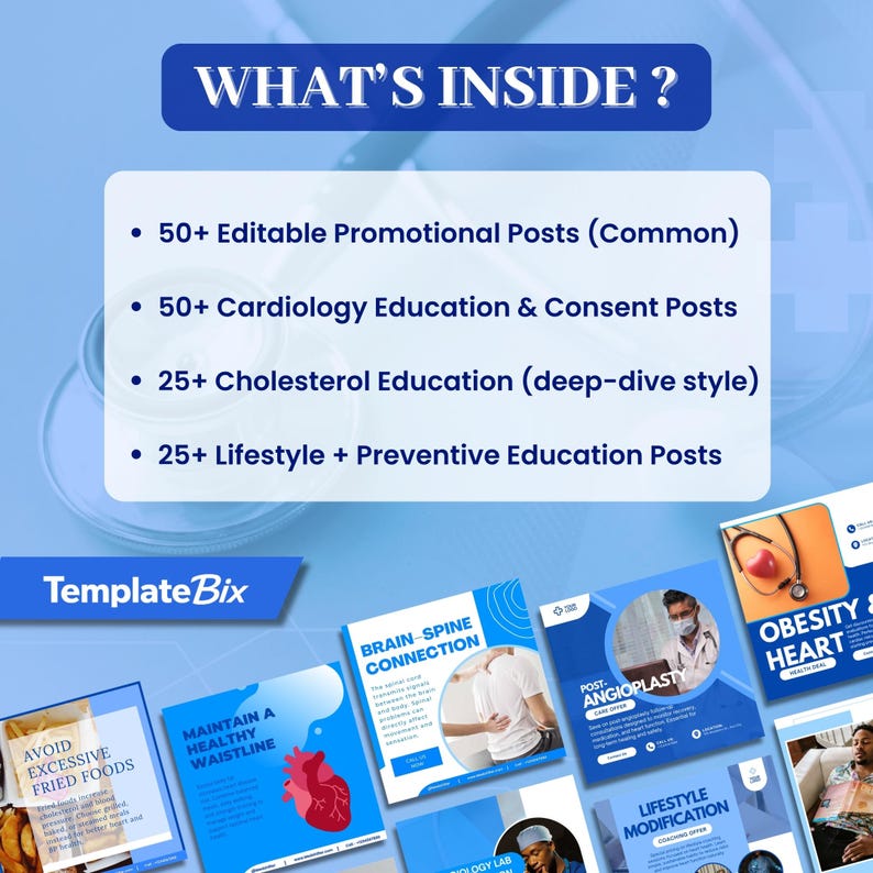 Cardiology Education Canva Templates | Cholesterol Awareness Clinic Instagram Templates | Doctor Instagram Content Bundle | Social Media Kit - Image 8