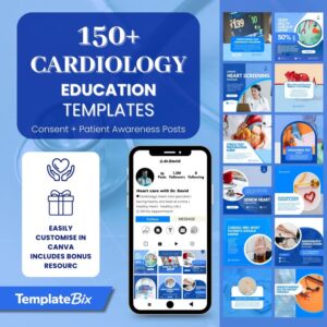 Cardiology Education Canva Templates | Cholesterol Awareness Clinic Instagram Templates | Doctor Instagram Content Bundle | Social Media Kit