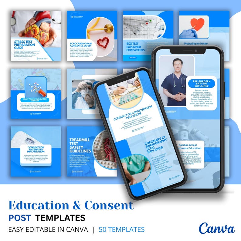 Ultimate Cardiology Canva Bundle | Doctor Instagram Kit | Cardiology Instagram Templates | Heart Health Emergency Awareness Content - Image 6
