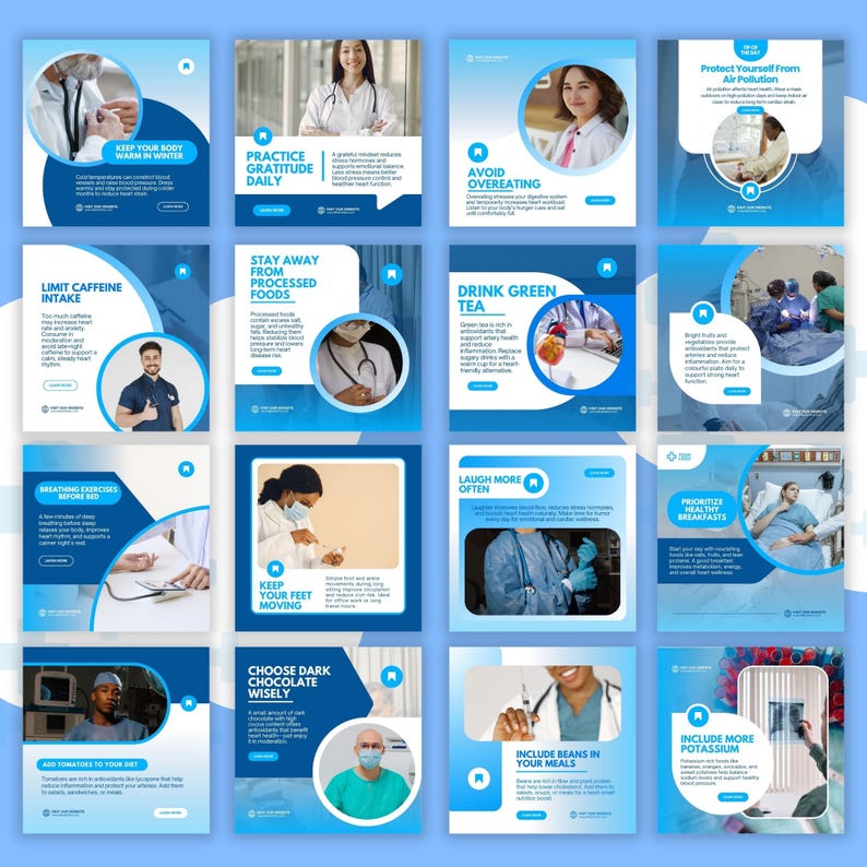 Ultimate Cardiology Canva Bundle | Doctor Instagram Kit | Cardiology Instagram Templates | Heart Health Emergency Awareness Content - Image 7