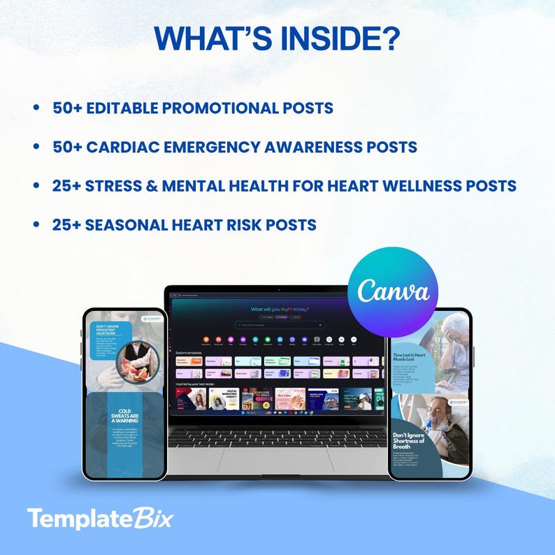 Cardiac Emergency Templates | Heart Health Awareness Posts | Doctor Instagram Content | Clinic Social Media Marketing Content Bundle - Image 8