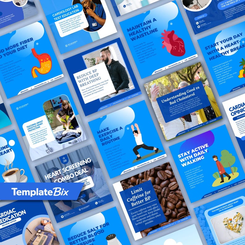 Cardiology Education Canva Templates | Cholesterol Awareness Clinic Instagram Templates | Doctor Instagram Content Bundle | Social Media Kit - Image 6