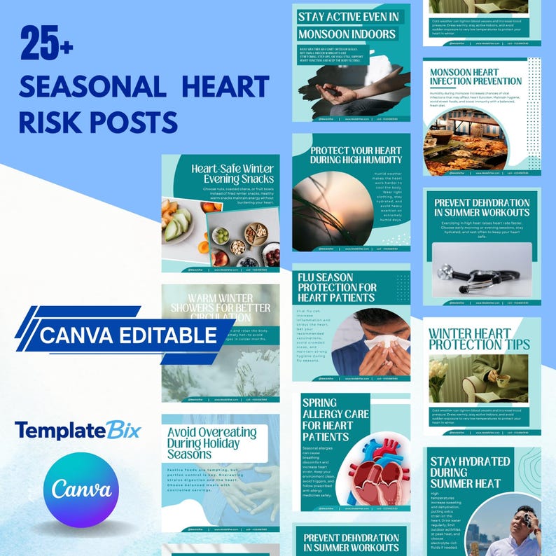 Cardiac Emergency Templates | Heart Health Awareness Posts | Doctor Instagram Content | Clinic Social Media Marketing Content Bundle - Image 5