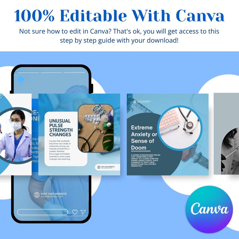 Ultimate Cardiology Canva Bundle | Doctor Instagram Kit | Cardiology Instagram Templates | Heart Health Emergency Awareness Content - Image 15