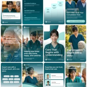 Healthcare Social Media Posts Kit | Instagram Post & Story Templates | Nursing Home Marketing Templates