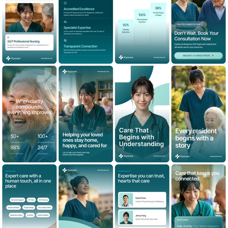 Healthcare Social Media Posts Kit | Instagram Post & Story Templates | Nursing Home Marketing Templates